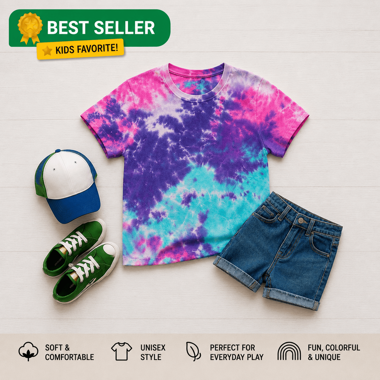Cotton Candy Premium Hand-Dyed Comfort Kids Shirt - Free Spirited