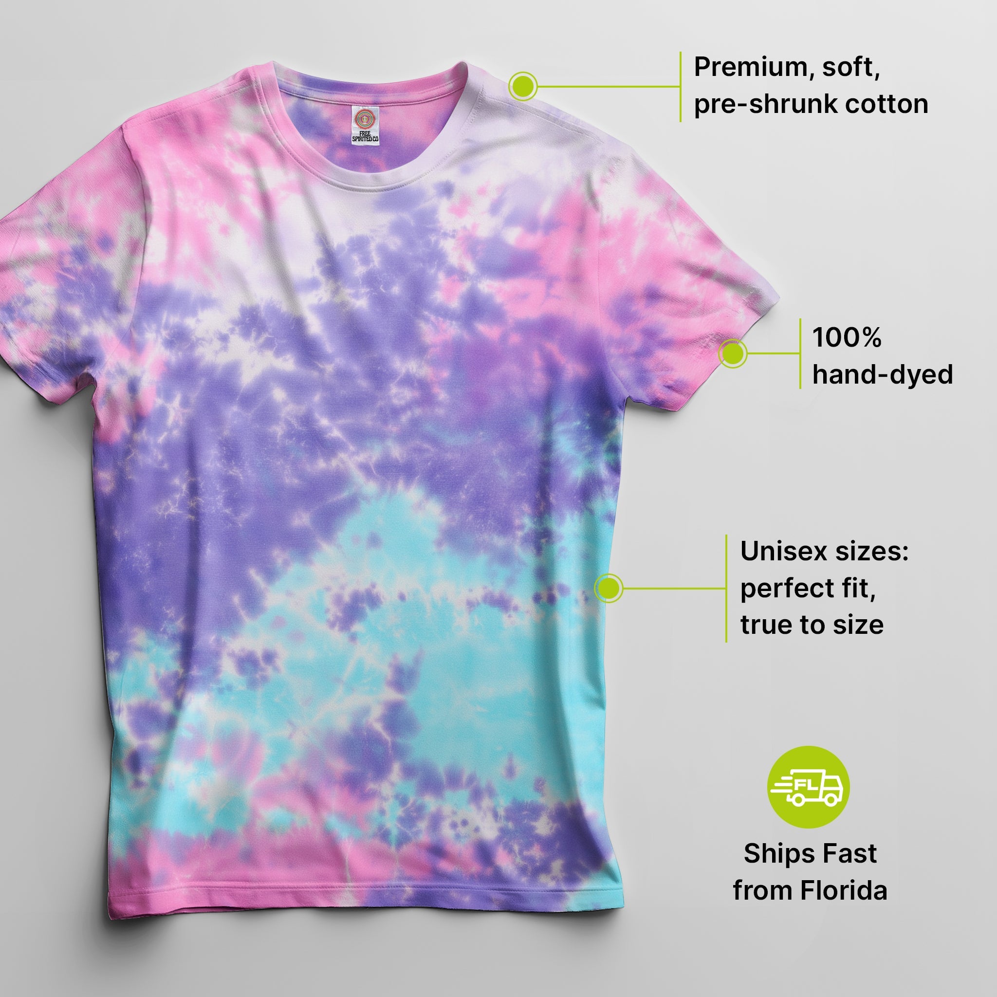 Cotton Candy Premium Hand - Dyed Comfort Shirt - Free Spirited