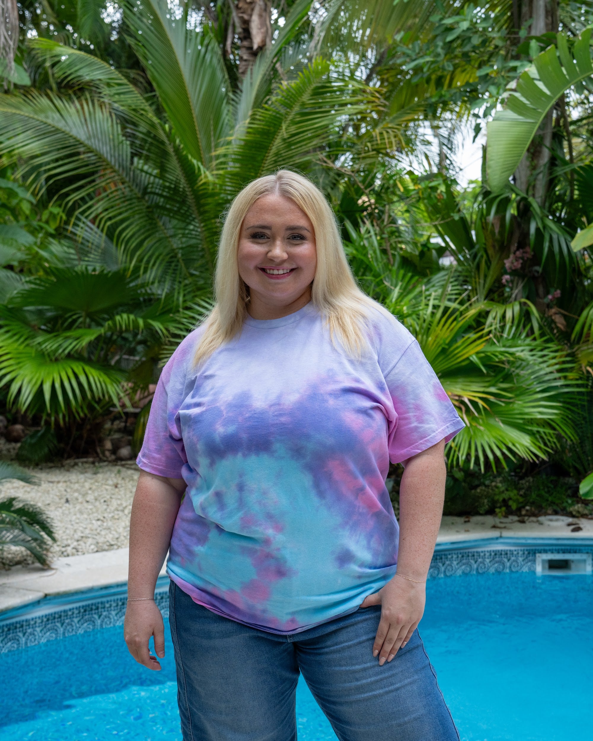 Cotton Candy tee on a plus-size model, second view
