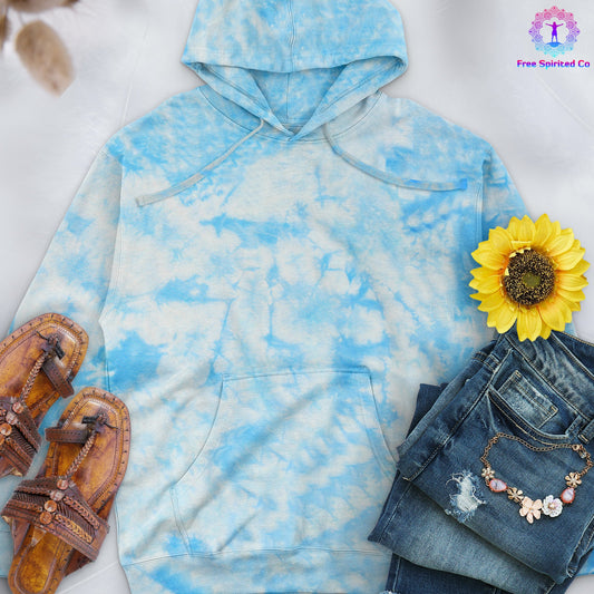 Crystal Baby Blue Hand - Dyed Crystal Hoodie - Free Spirited