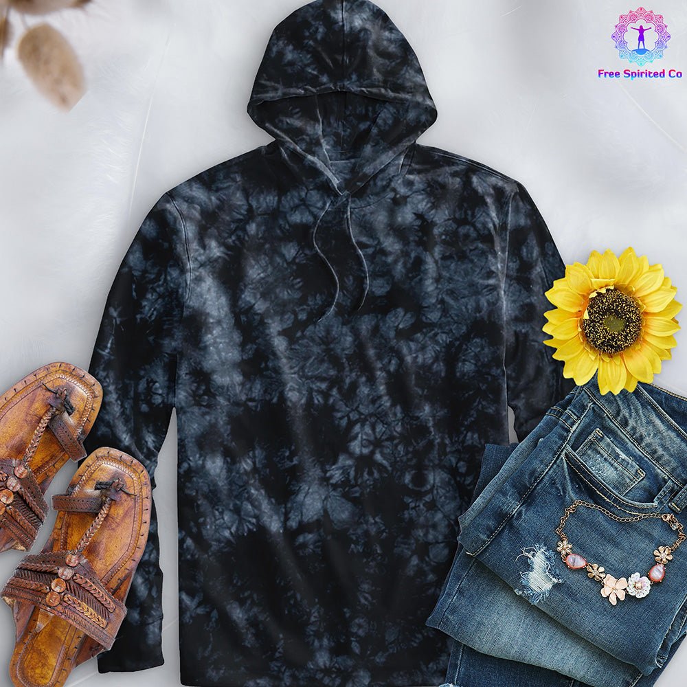 Crystal Black Hand - Dyed Long Sleeve Hoodie - Free Spirited