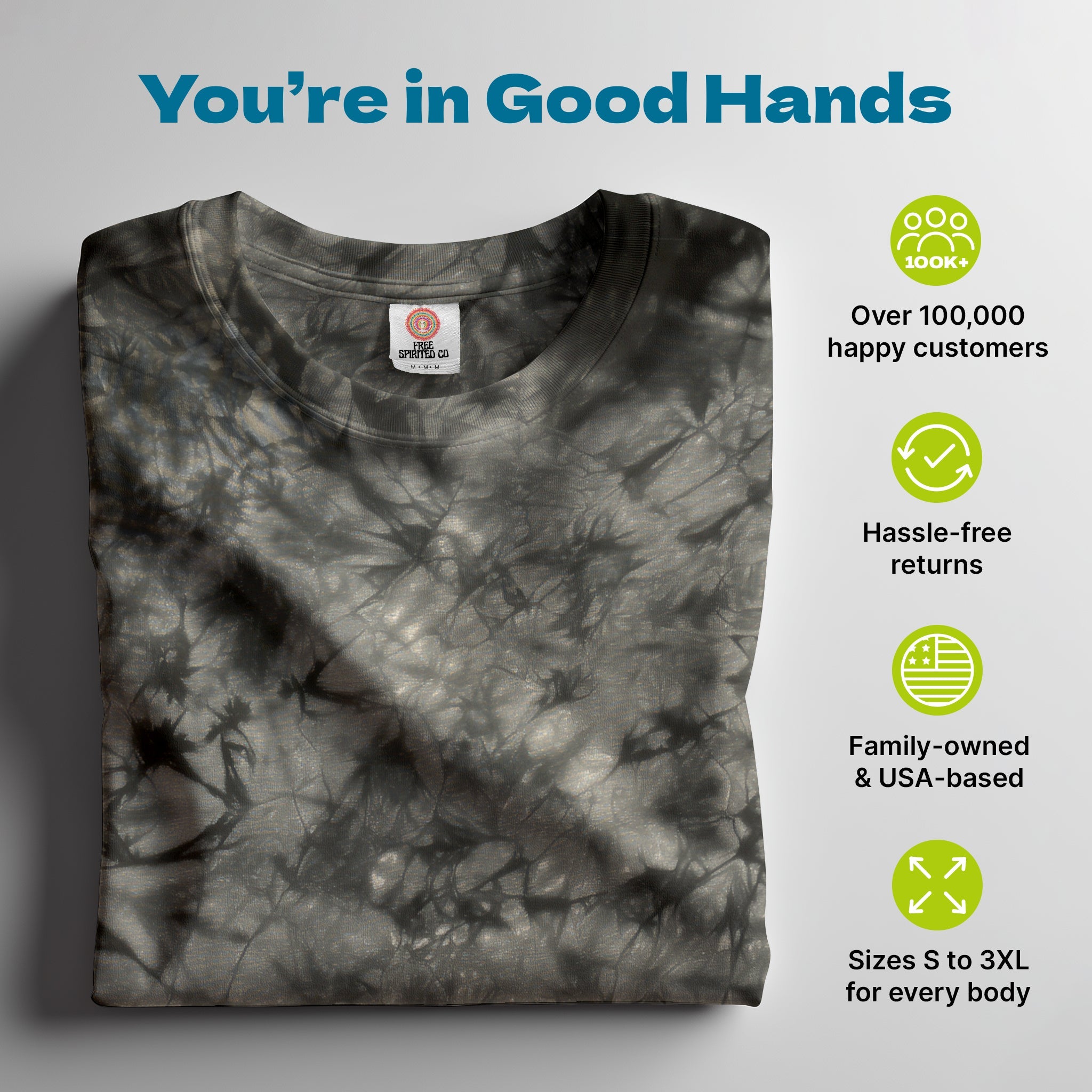 Crystal Black Premium Hand - Dyed Comfort Shirt - Free Spirited