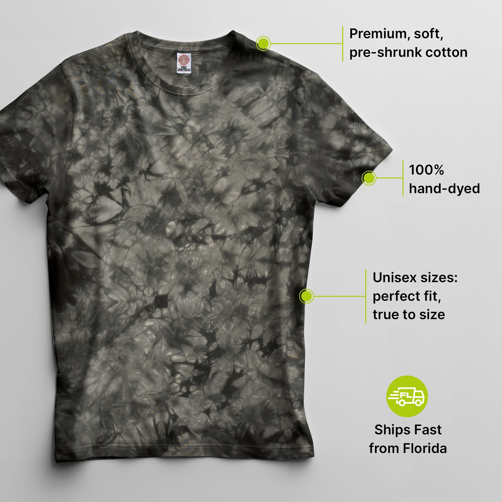 Crystal Black Premium Hand - Dyed Comfort Shirt - Free Spirited