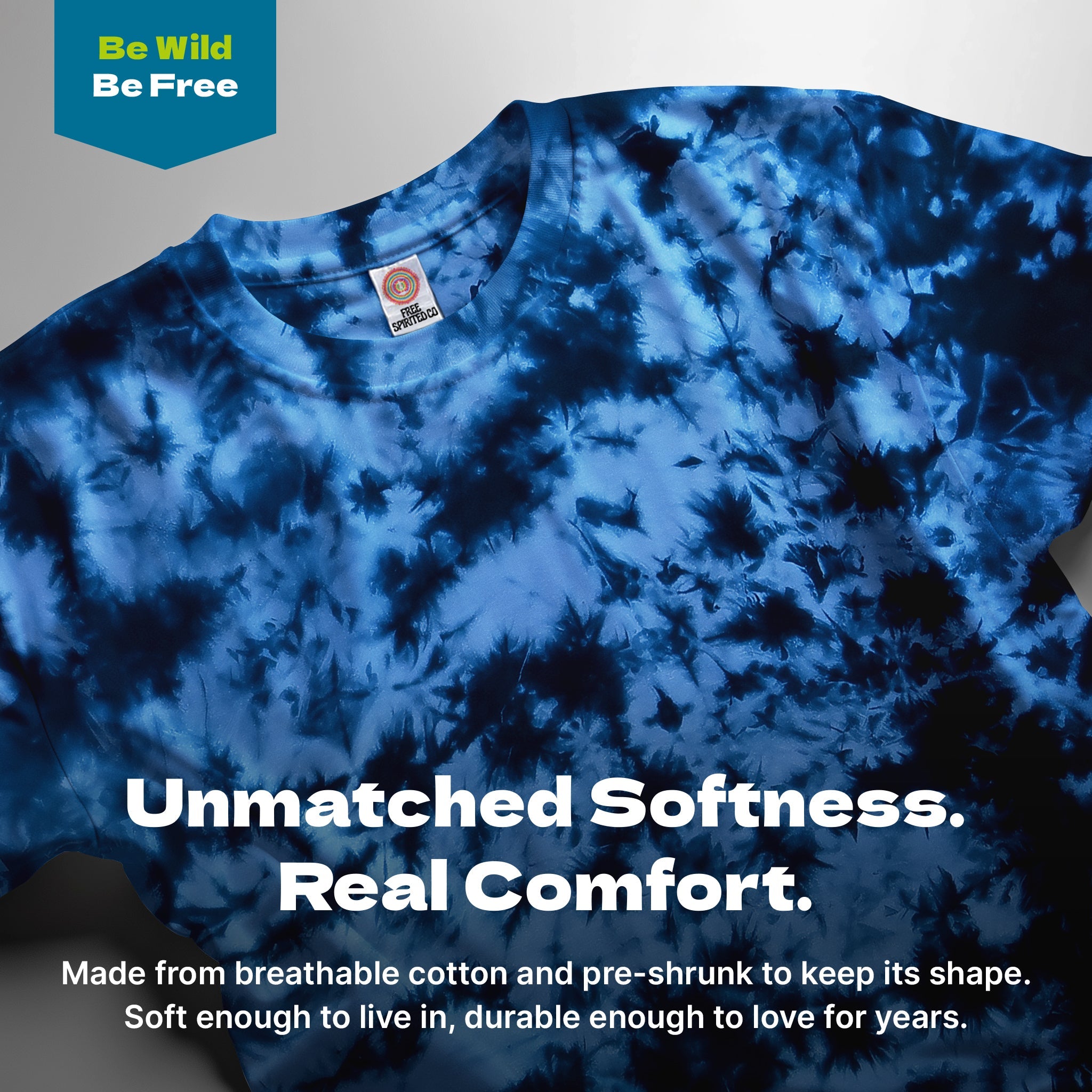 Crystal Navy and Columbia Hand - Dyed Comfort Shirt - Free Spirited