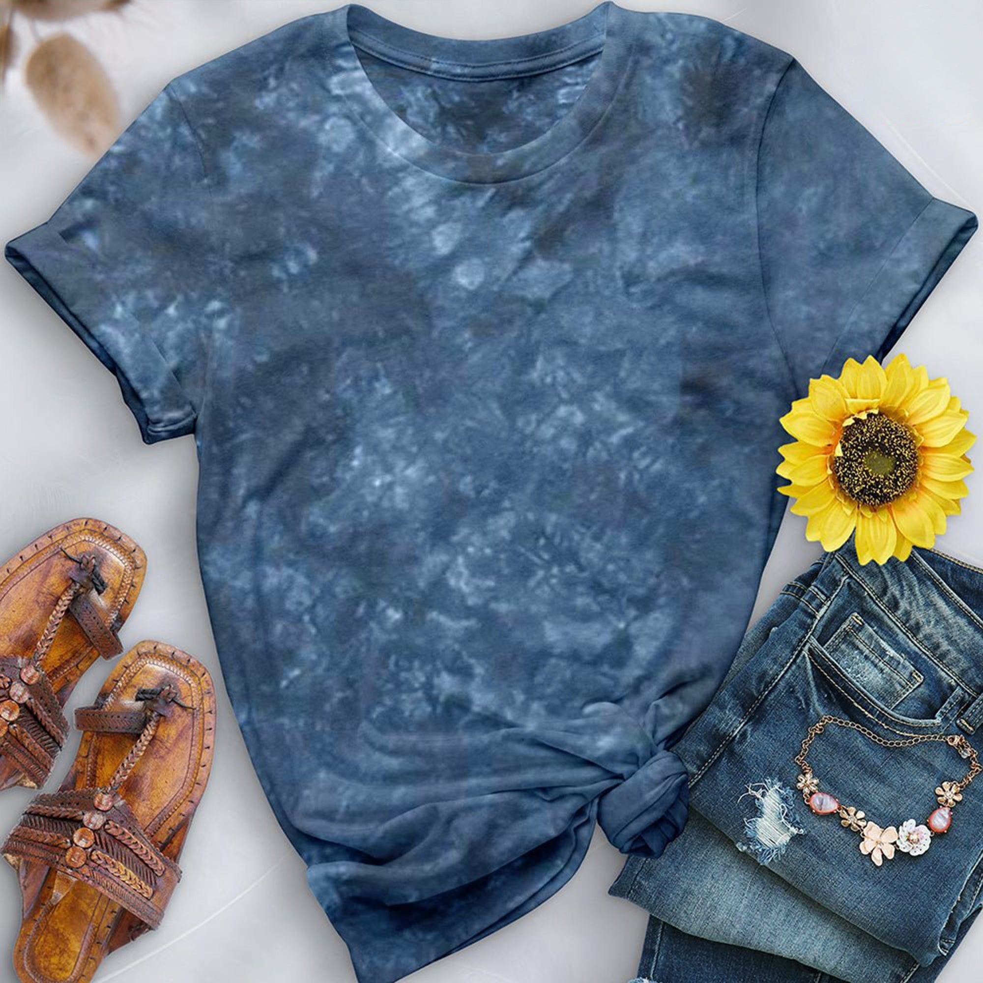Crystal Navy Premium Hand-Dyed Comfort Shirt - Free Spirited
