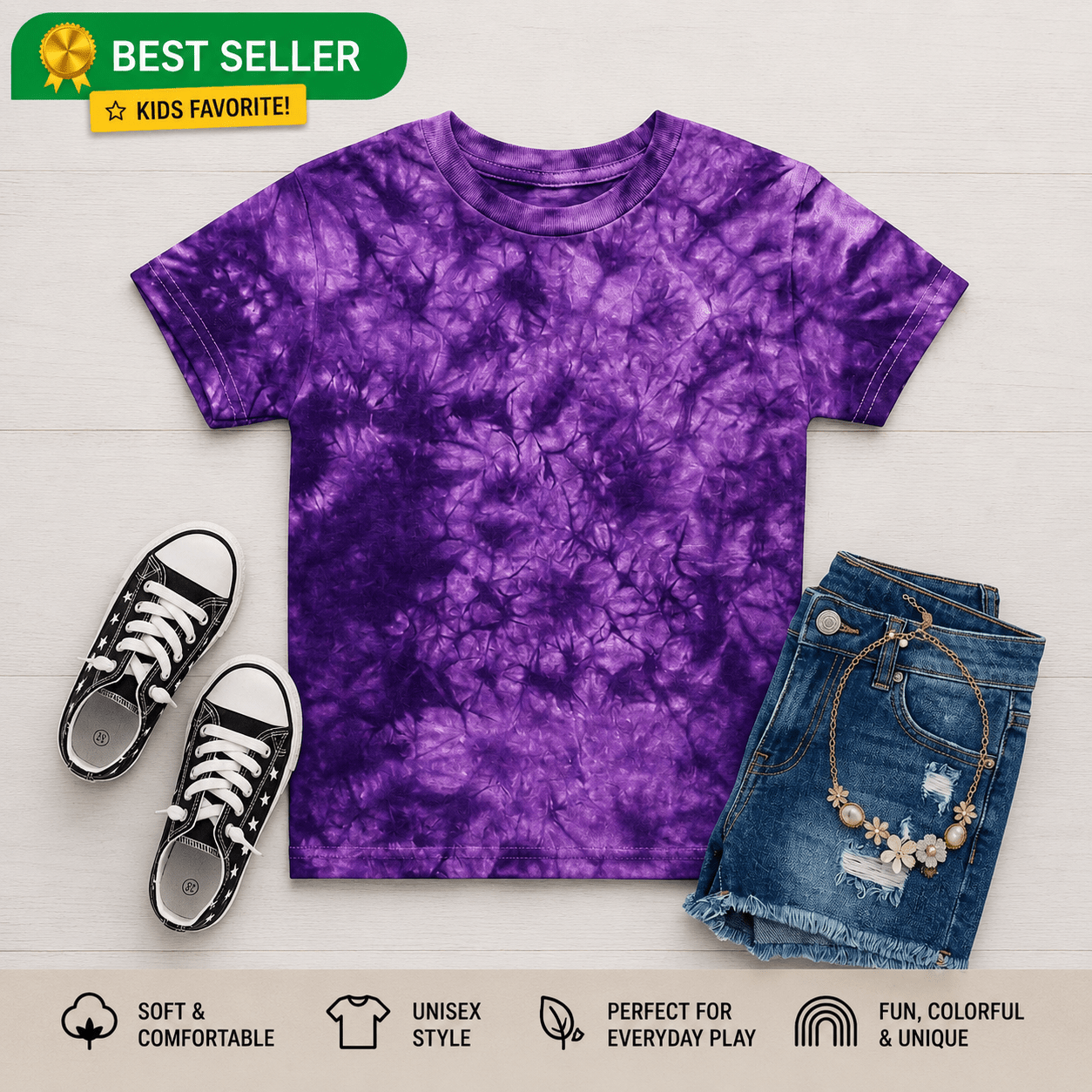 Crystal Purple Premium Hand-Dyed Comfort Kids Shirt - Free Spirited
