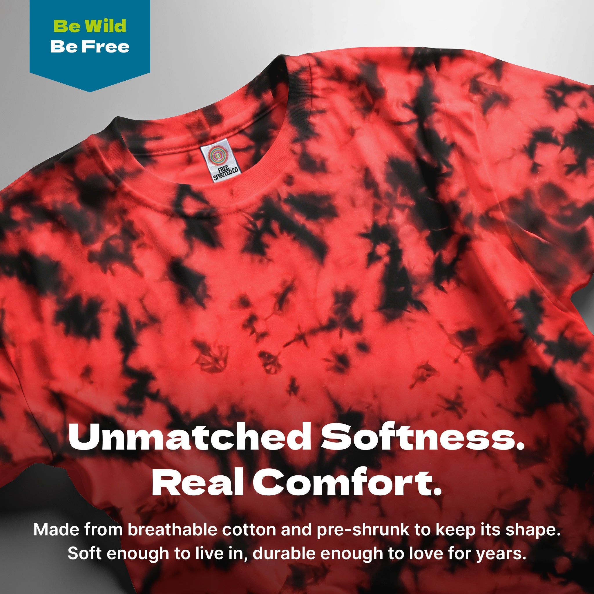 Crystal Red & Black Premium Hand - Dyed Comfort Shirt - Free Spirited