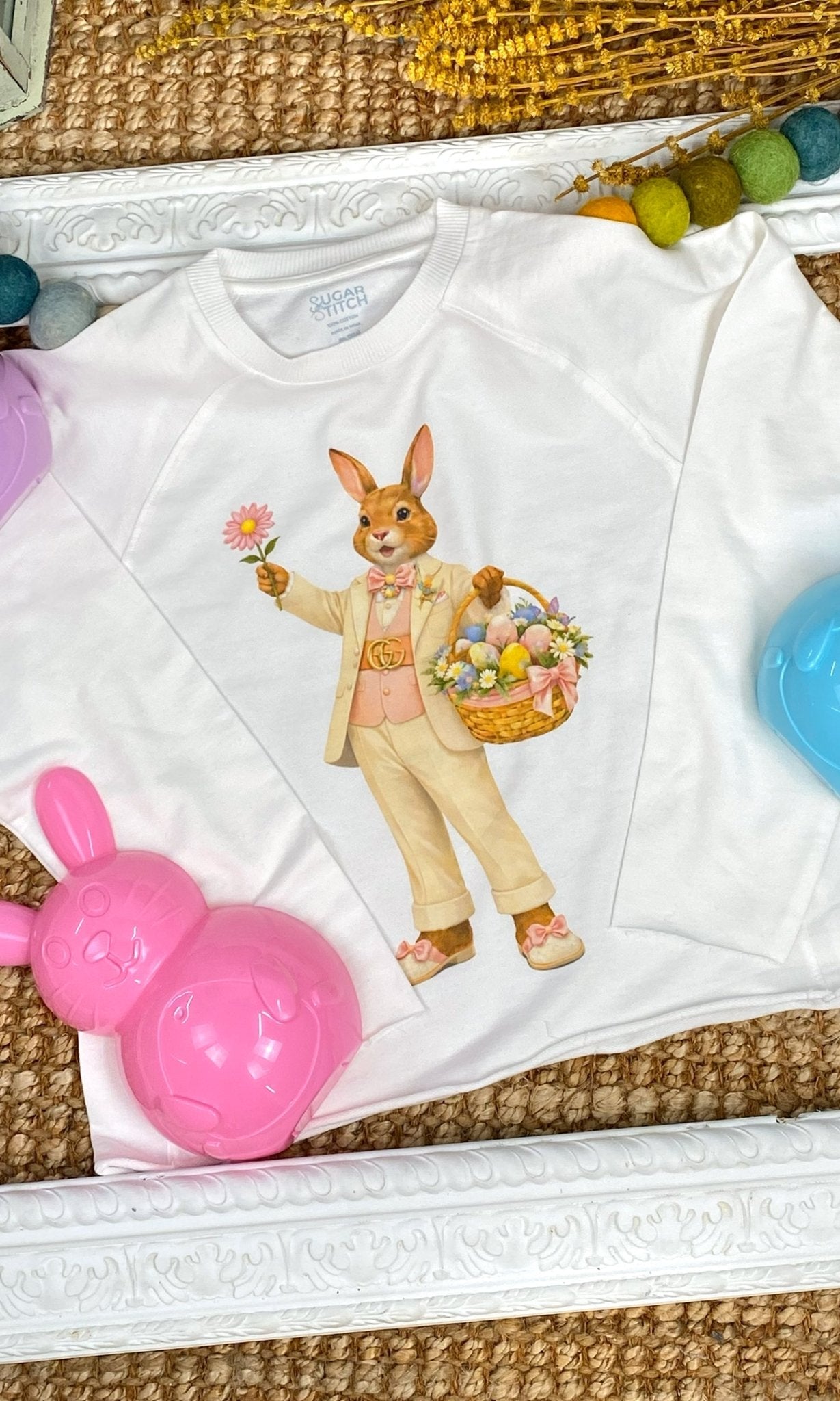 Dapper Easter Bunny Graphic Edgy Long Sleeve Shirt - Free Spirited