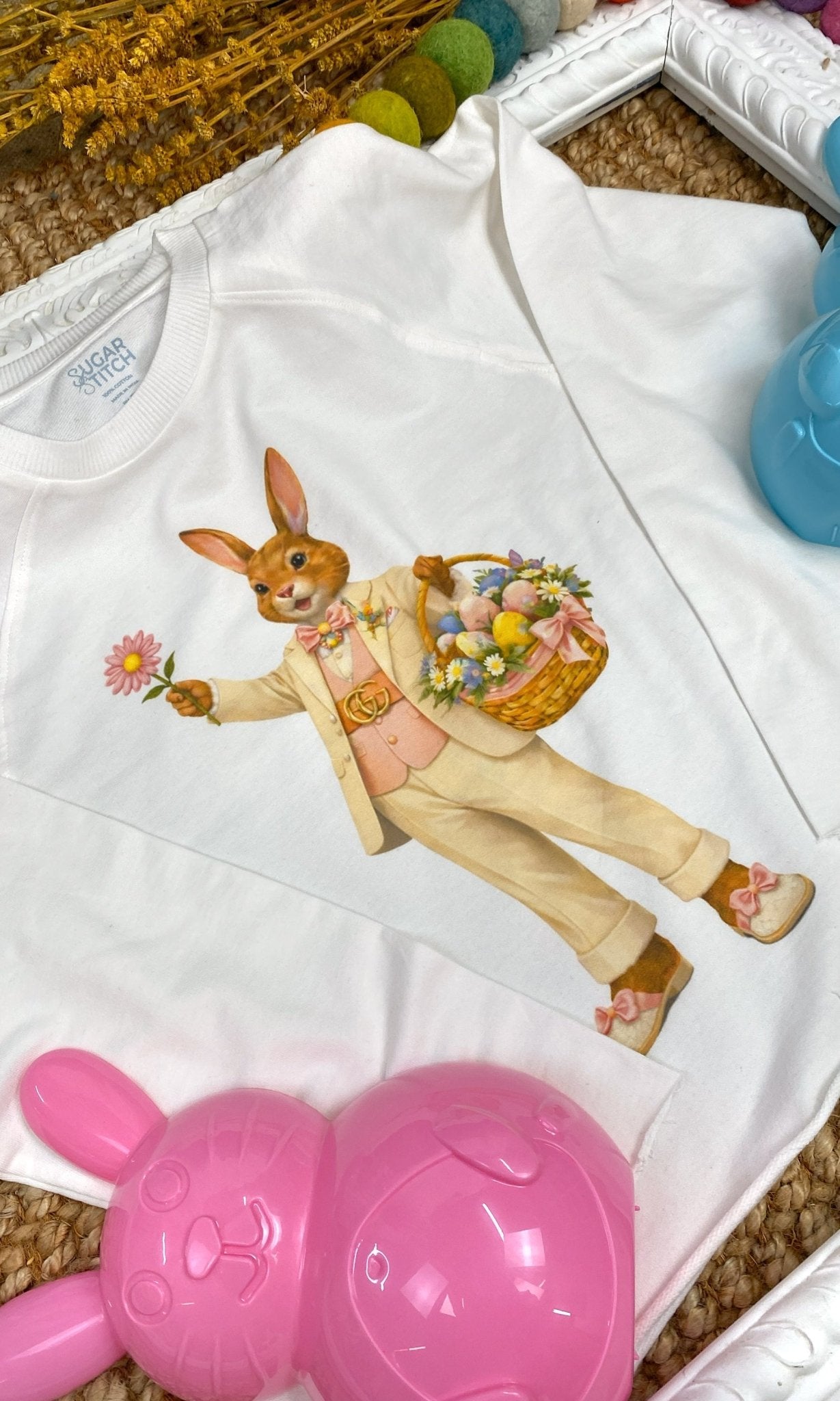 Dapper Easter Bunny Graphic Edgy Long Sleeve Shirt - Free Spirited