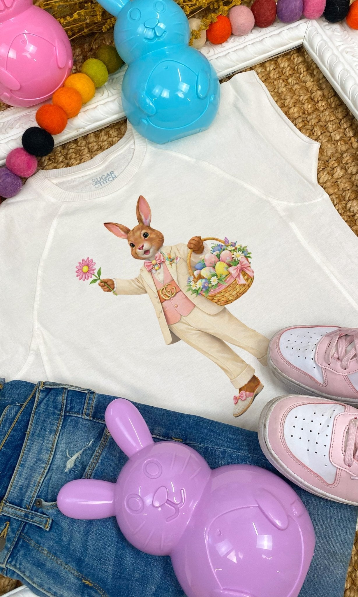 Dapper Easter Bunny Graphic Edgy Shirt - Free Spirited