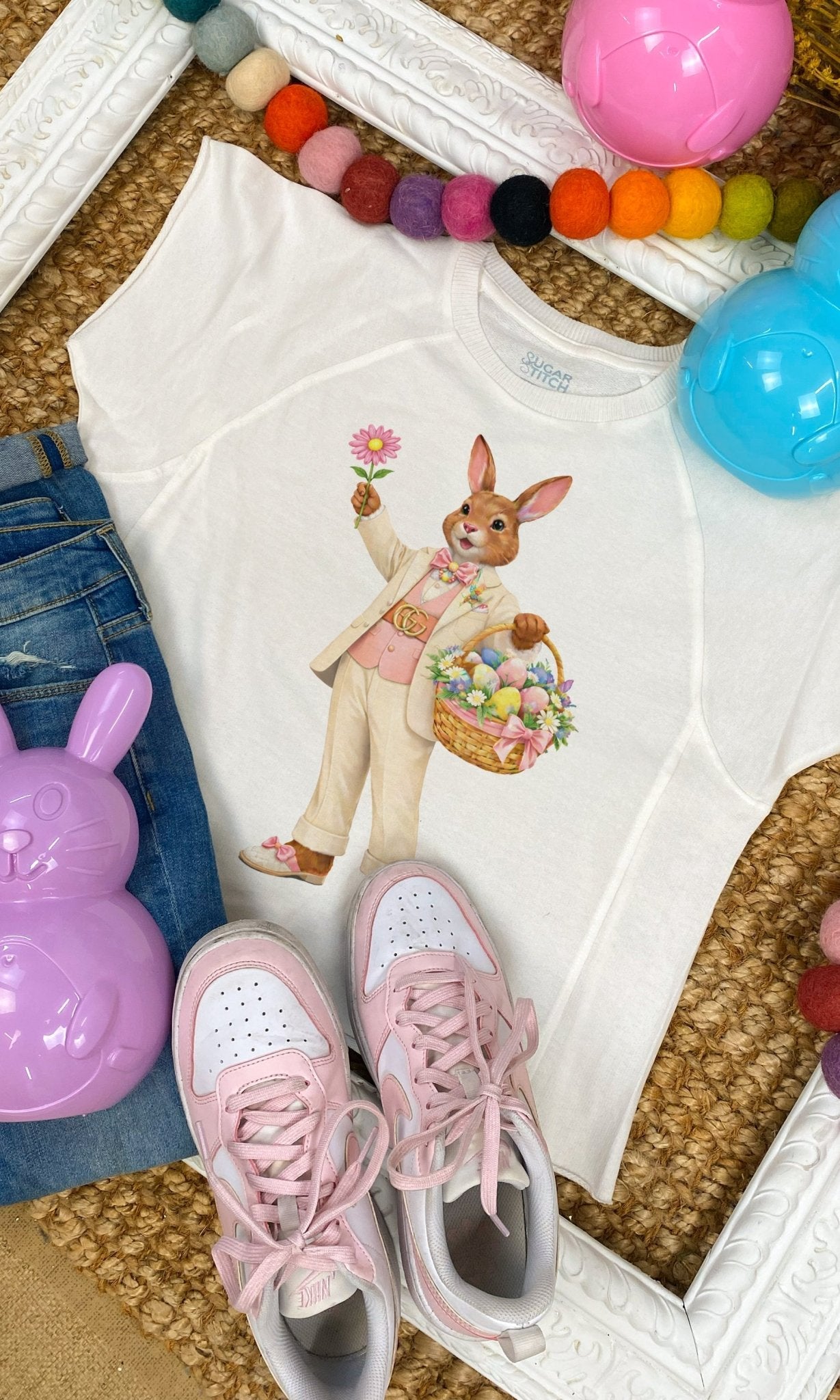 Dapper Easter Bunny Graphic Edgy Shirt - Free Spirited