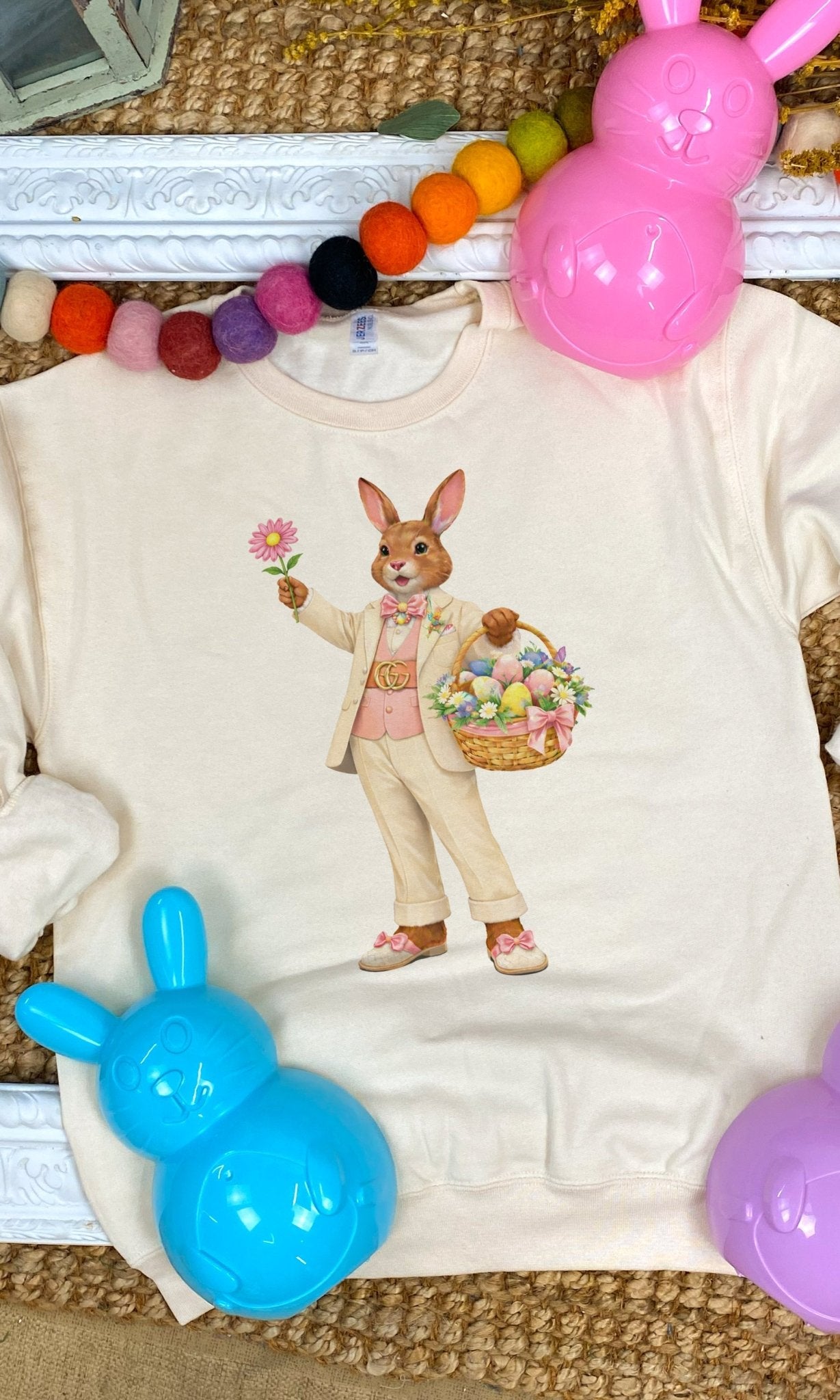 Dapper Easter Bunny Graphic Sweatshirt - Free Spirited
