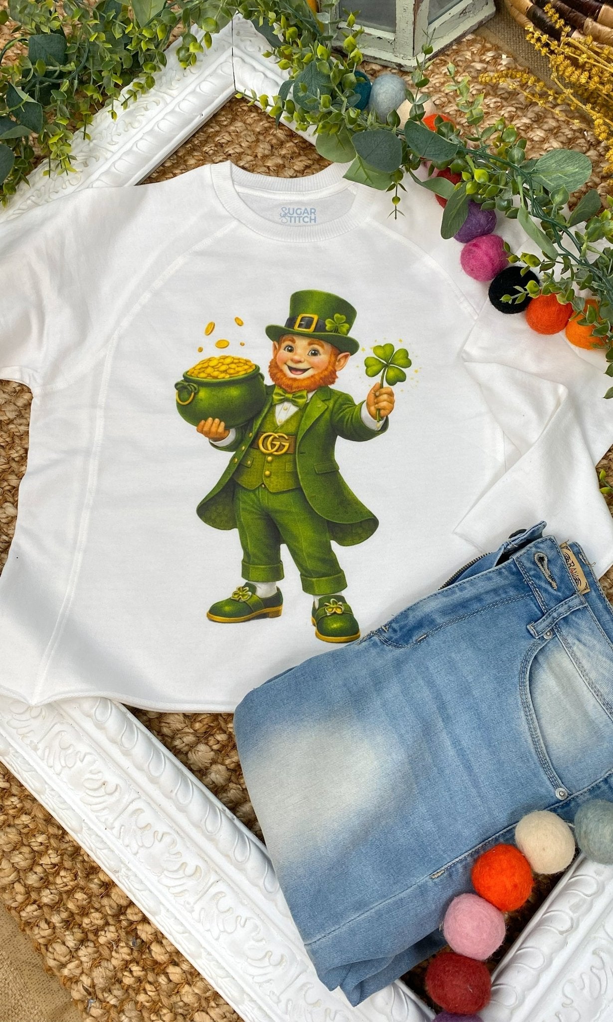 Dapper Leprechaun Graphic Edgy Long Sleeve Shirt - Free Spirited