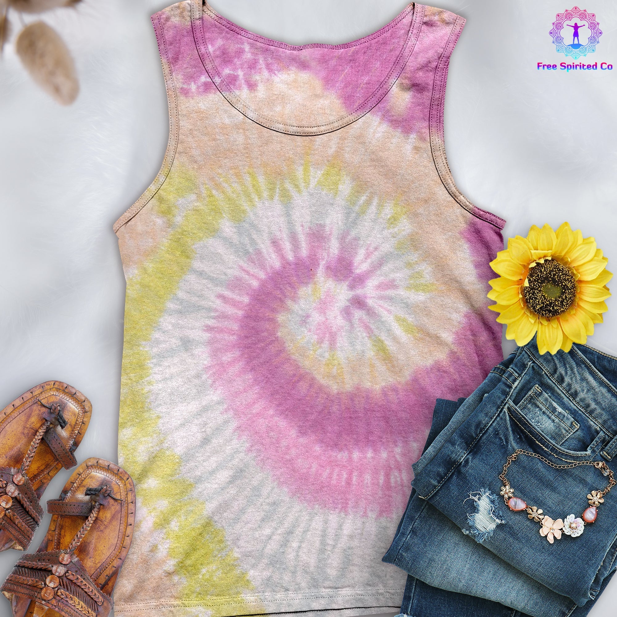 Desert Rose Hand - Dyed Tank Top - Free Spirited