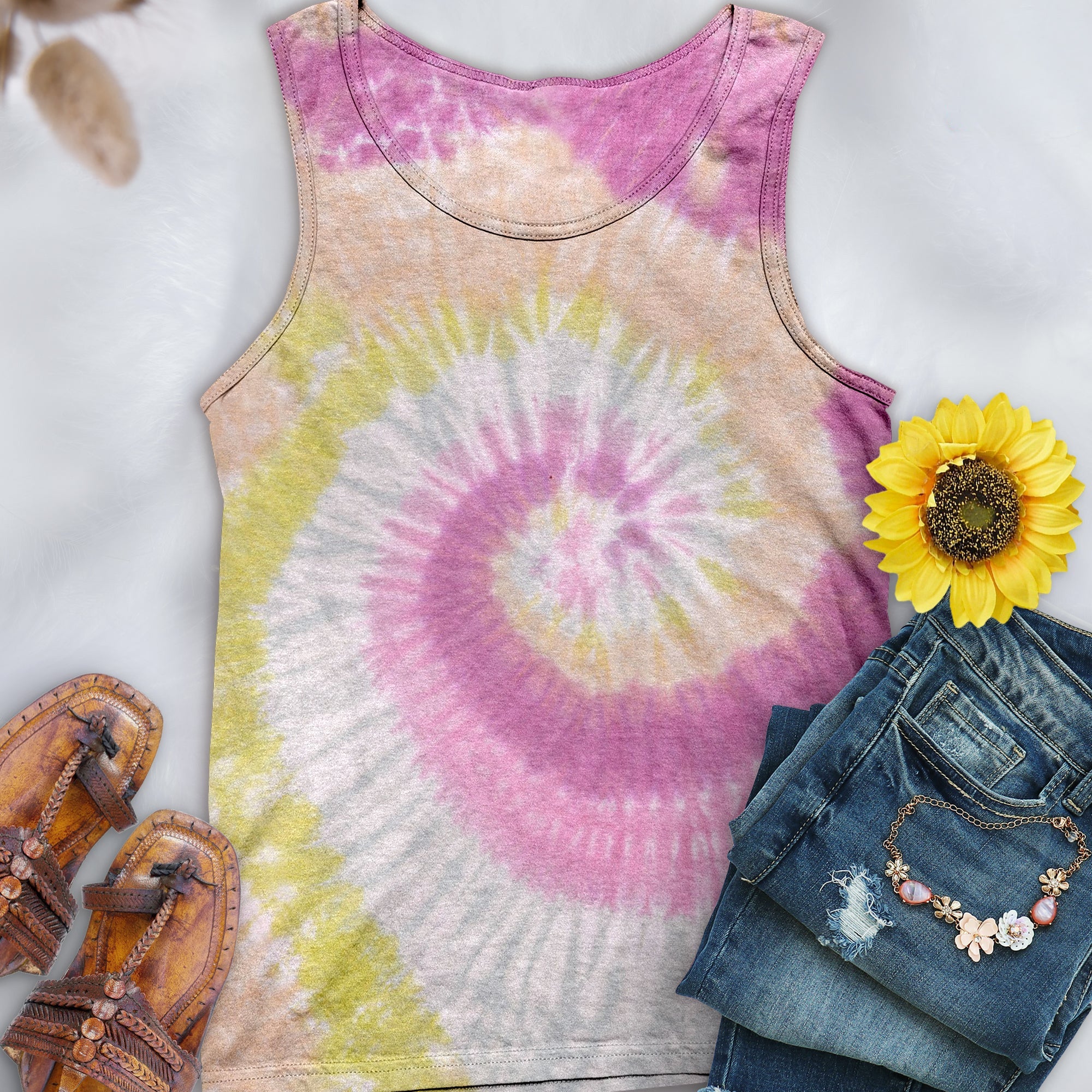 Desert Rose Hand-Dyed Tank Top - Free Spirited