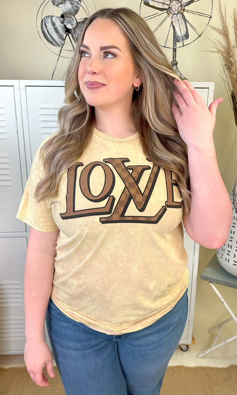 Designer Love Graphic Mineral Washed T-Shirt - Free Spirited