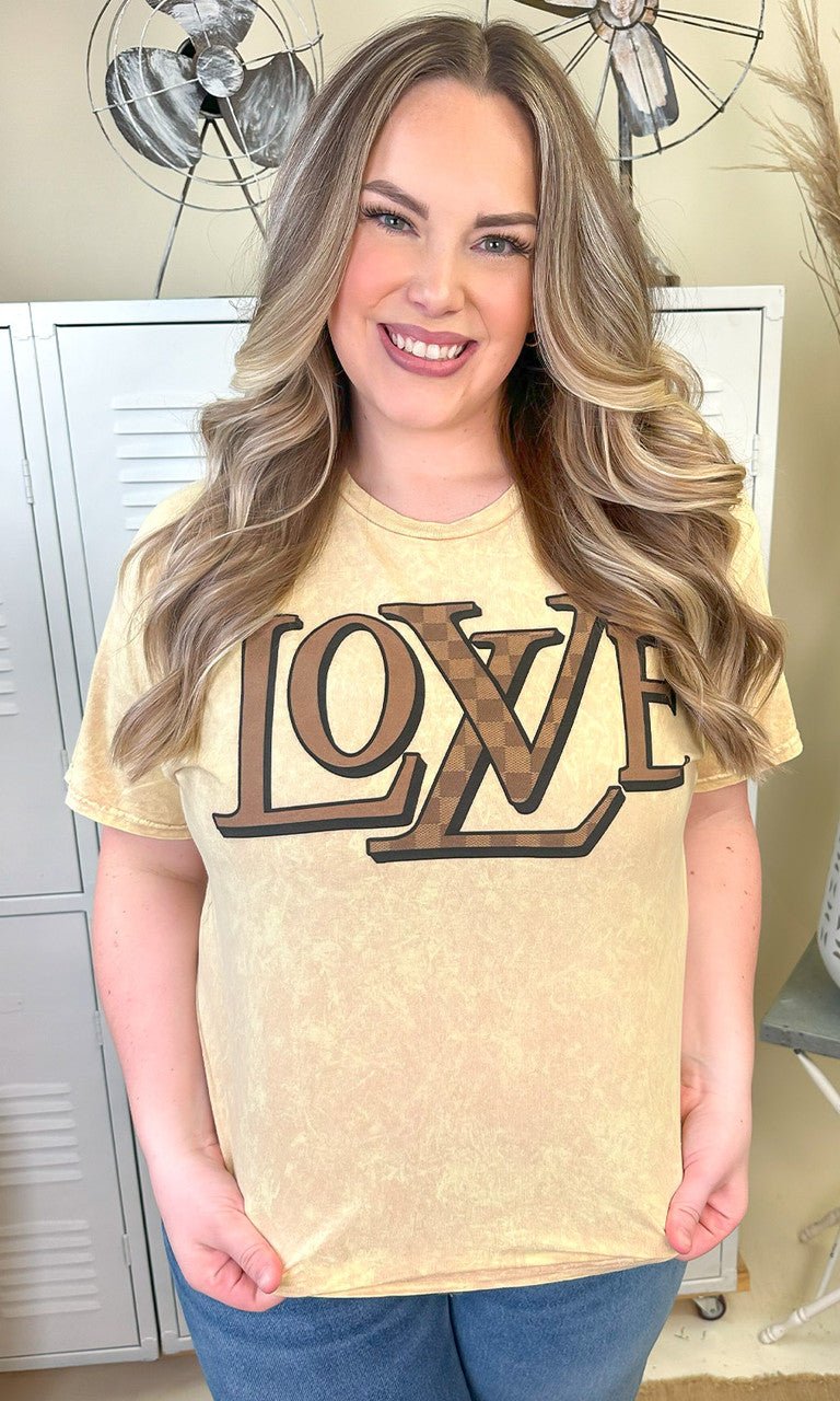 Designer Love Graphic Mineral Washed T-Shirt - Free Spirited