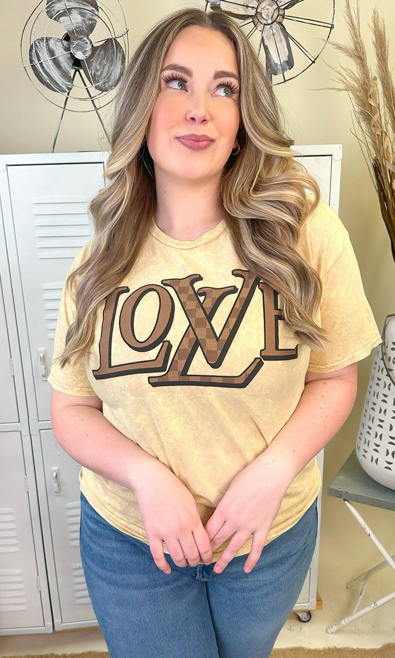 Designer Love Graphic Mineral Washed T-Shirt - Free Spirited