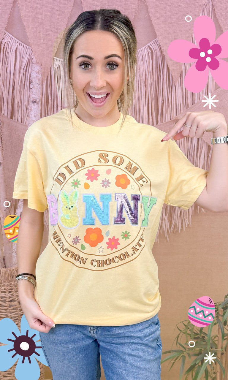 Did Some Bunny Mention Chocolate Easter Graphic T-Shirt - Free Spirited