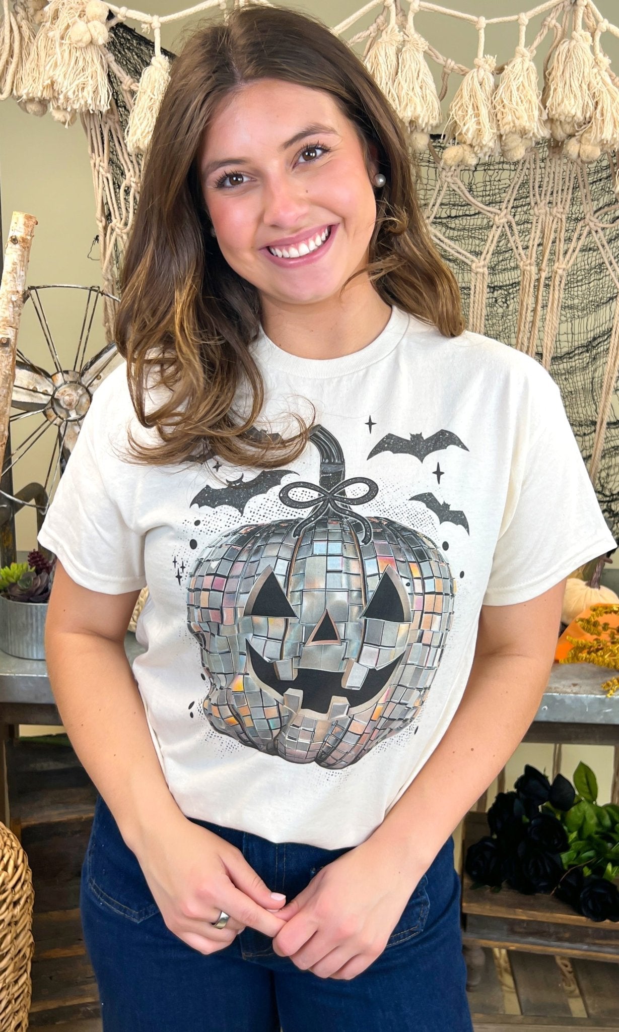 Disco Jack O Lantern Halloween Graphic T-Shirt - Free Spirited