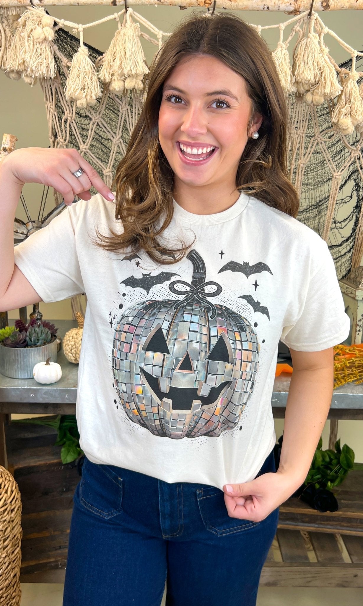 Disco Jack O Lantern Halloween Graphic T-Shirt - Free Spirited