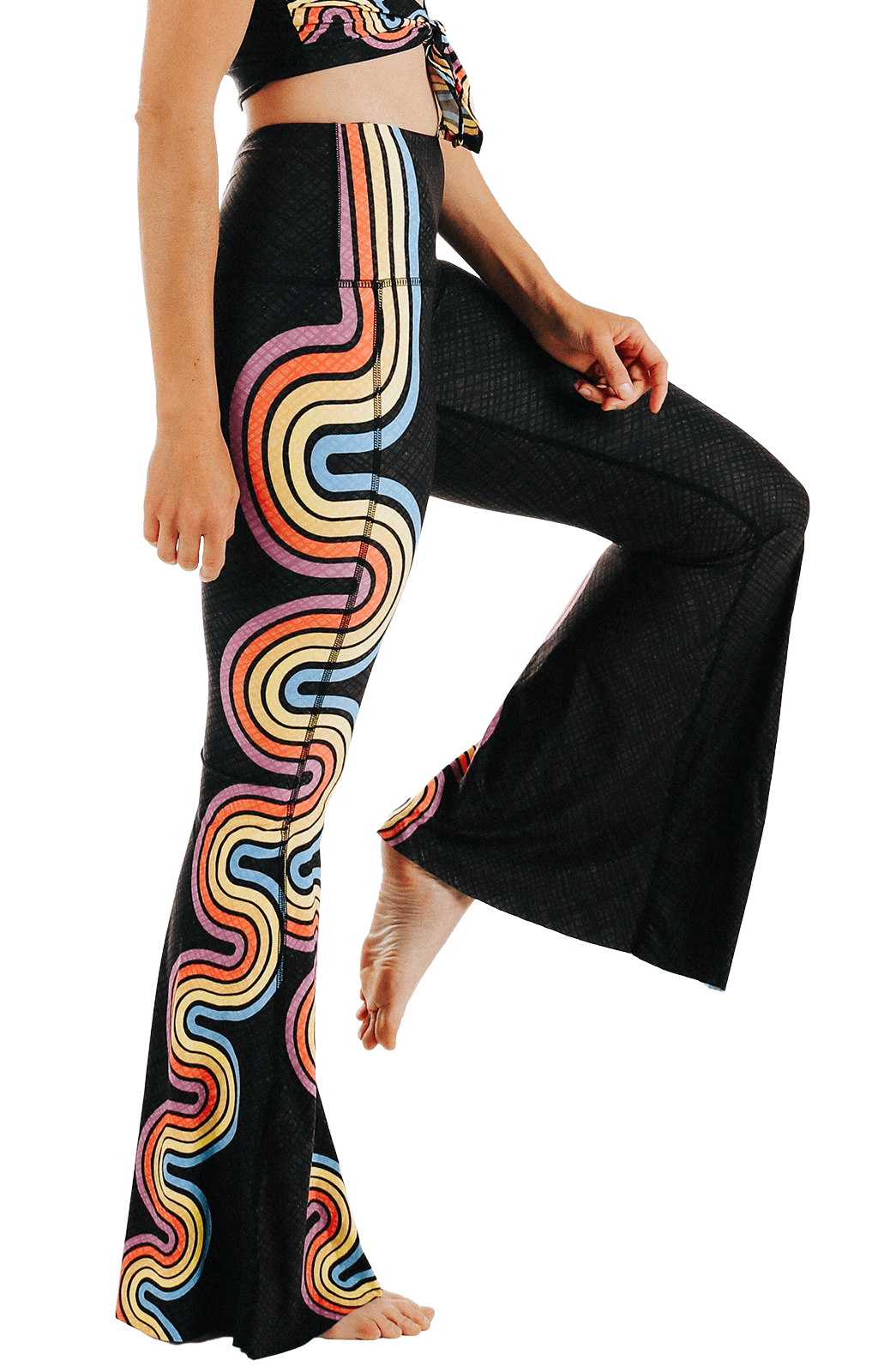 Double Rainbow Printed Bell Bottoms - Free Spirited