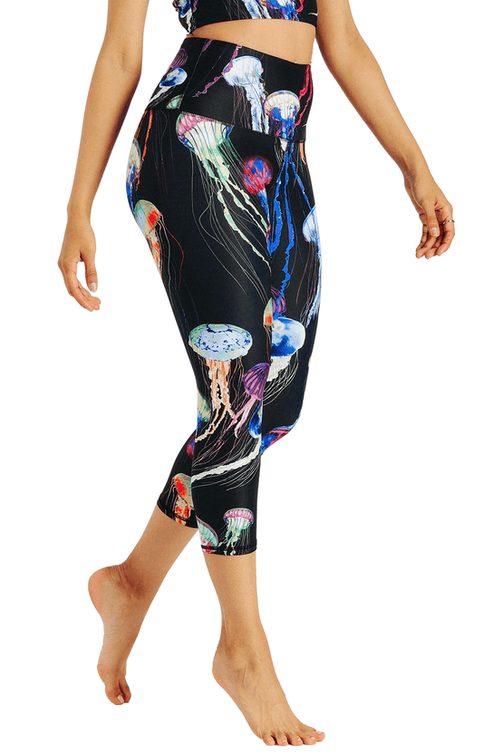 Electric Flow Printed Yoga Crops - Free Spirited