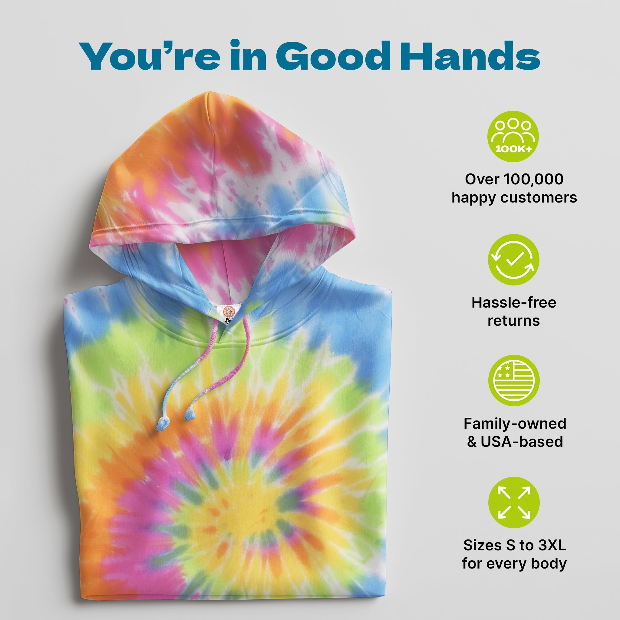 Eternity Hand - Dyed Long Sleeve Hoodie - Free Spirited