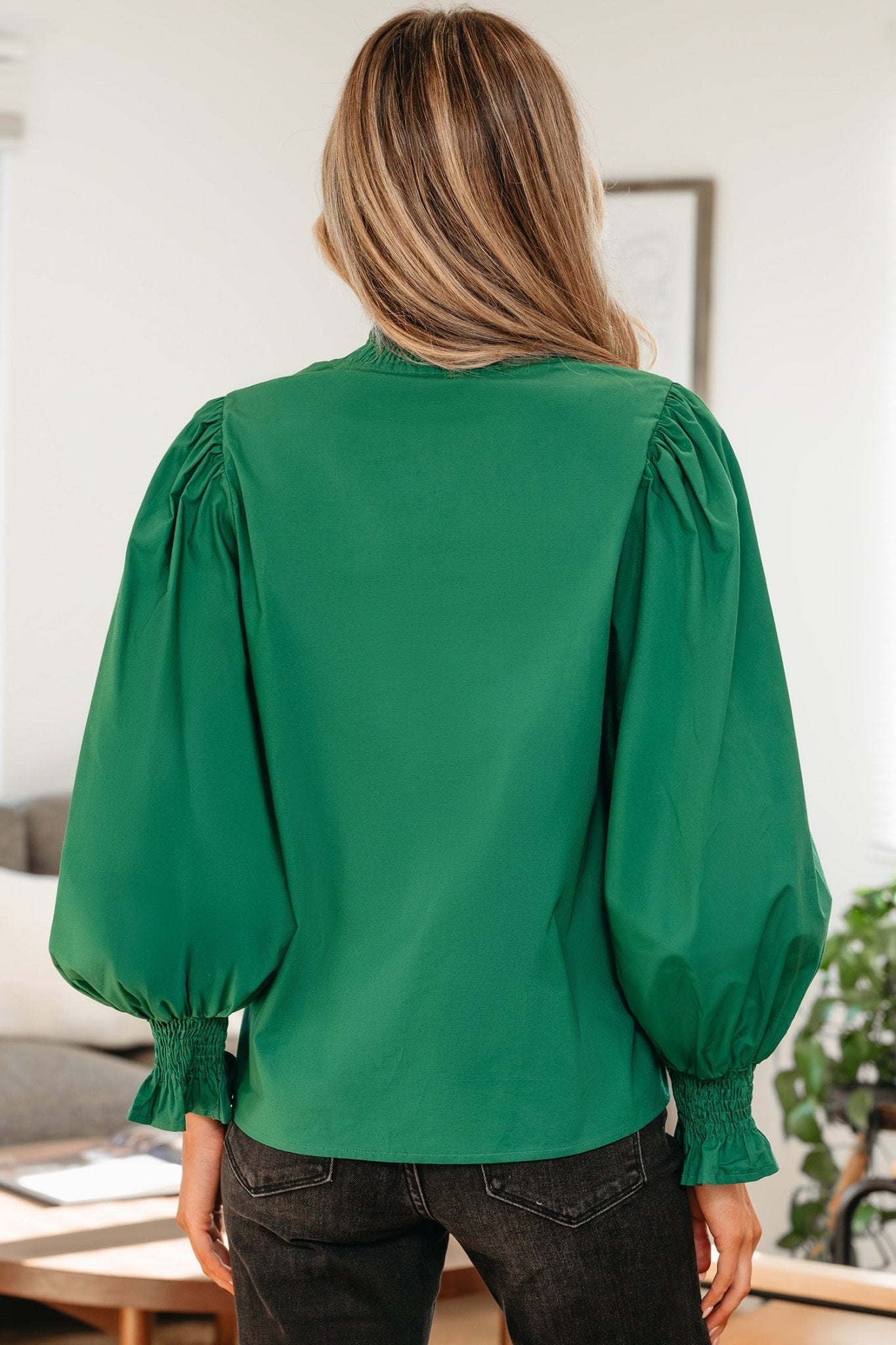 Everly Flounce Sleeve Trim Blouse by Threaded Pear - Free Spirited