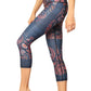 Festival Denim Printed Yoga Crops - Free Spirited