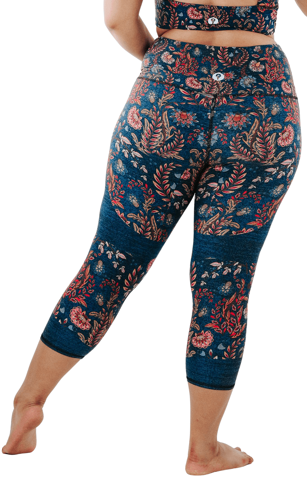 Festival Denim Printed Yoga Crops - Free Spirited