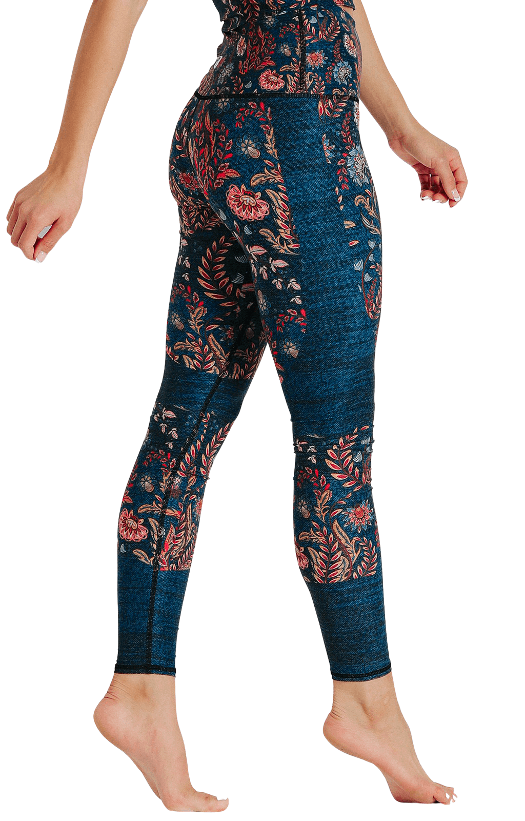 Festival Denim Printed Yoga Leggings - Free Spirited