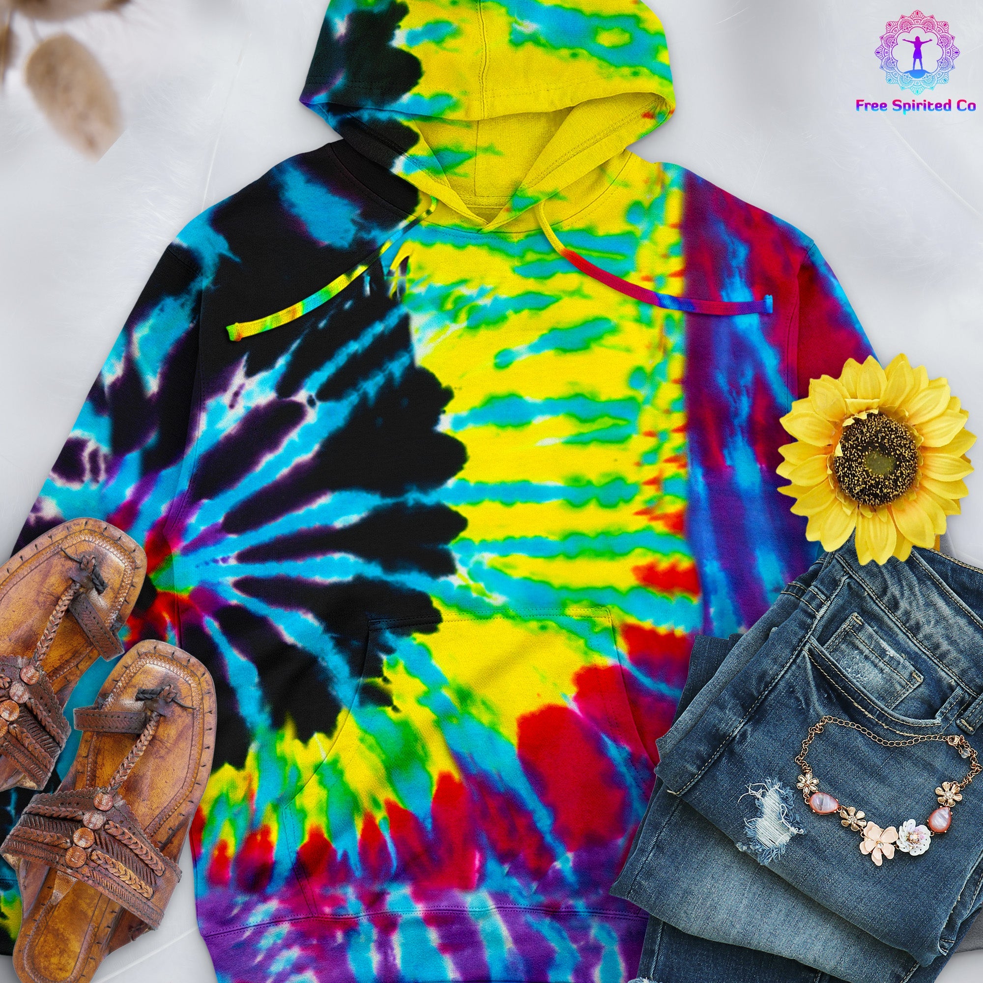 Flashback Hand - Dyed Pullover Hoodie - Free Spirited