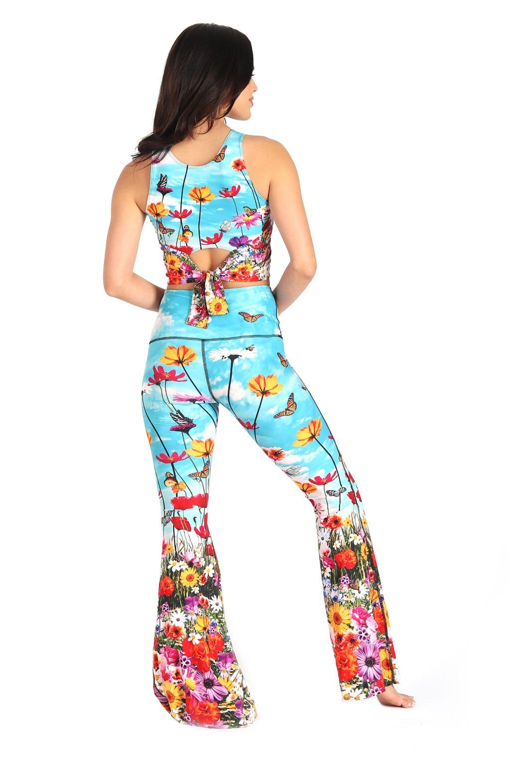 Flower Bomb Printed Bell Bottoms - Free Spirited