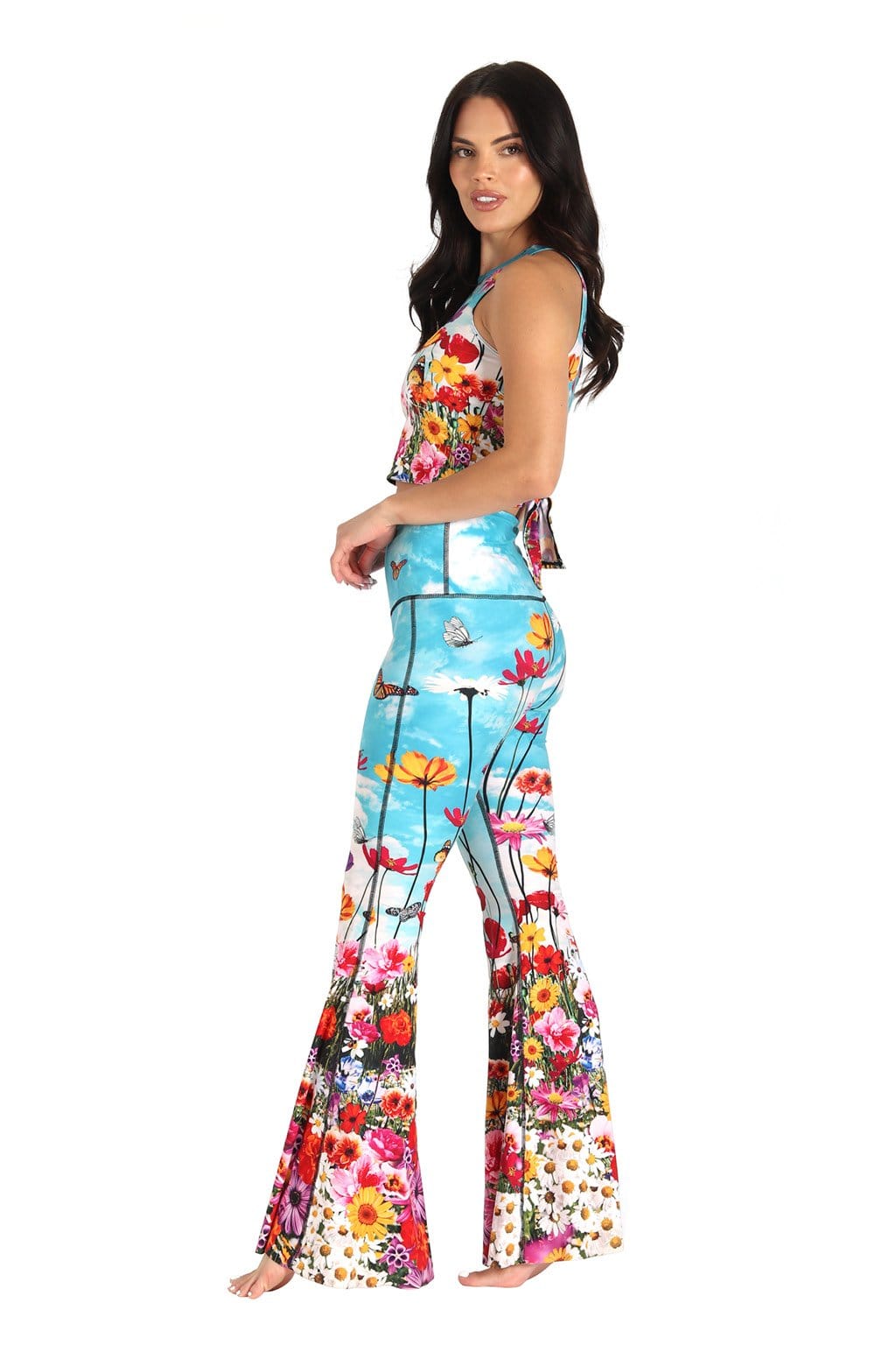 Flower Bomb Printed Bell Bottoms - Free Spirited