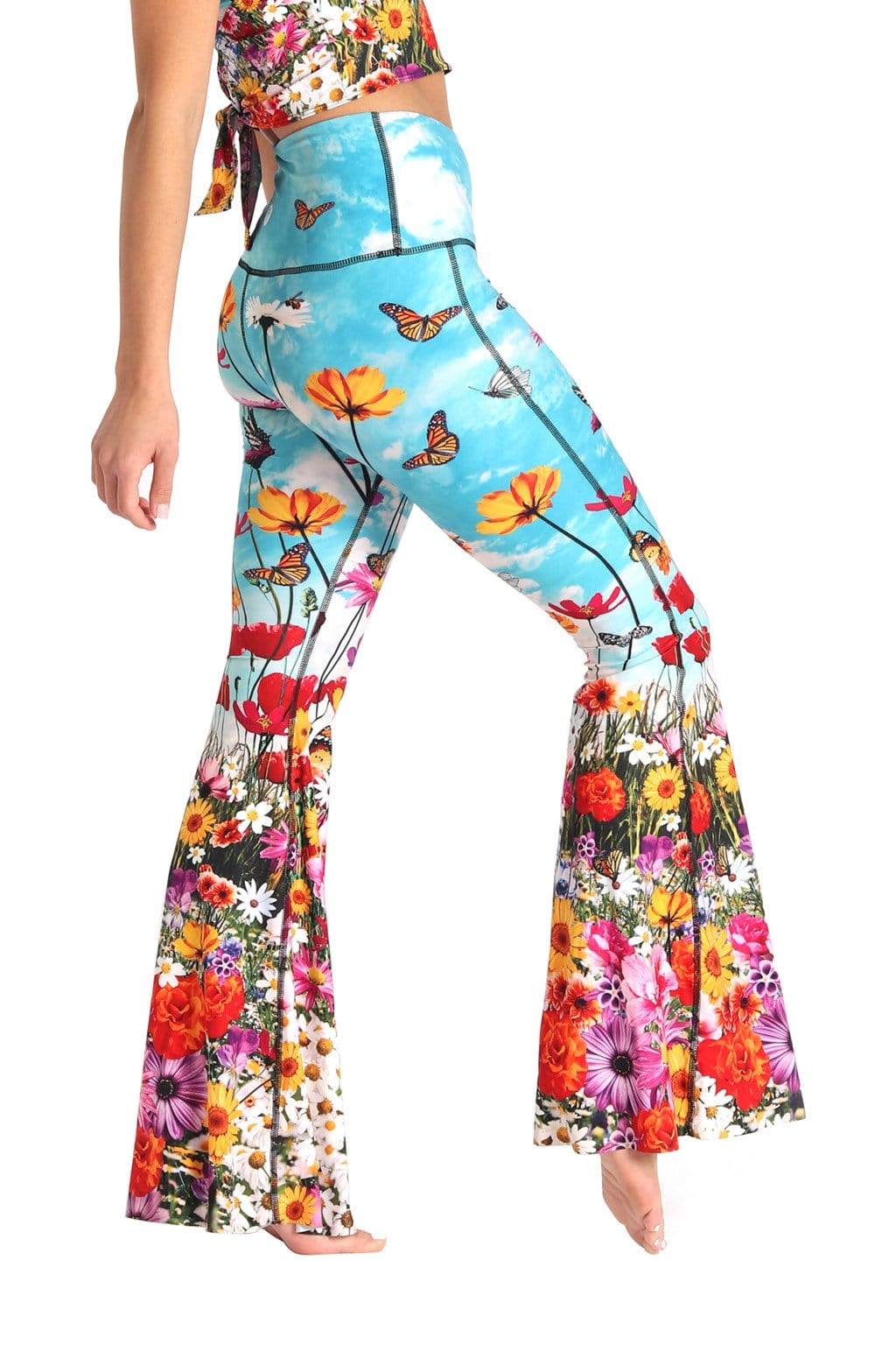 Flower Bomb Printed Bell Bottoms - Free Spirited