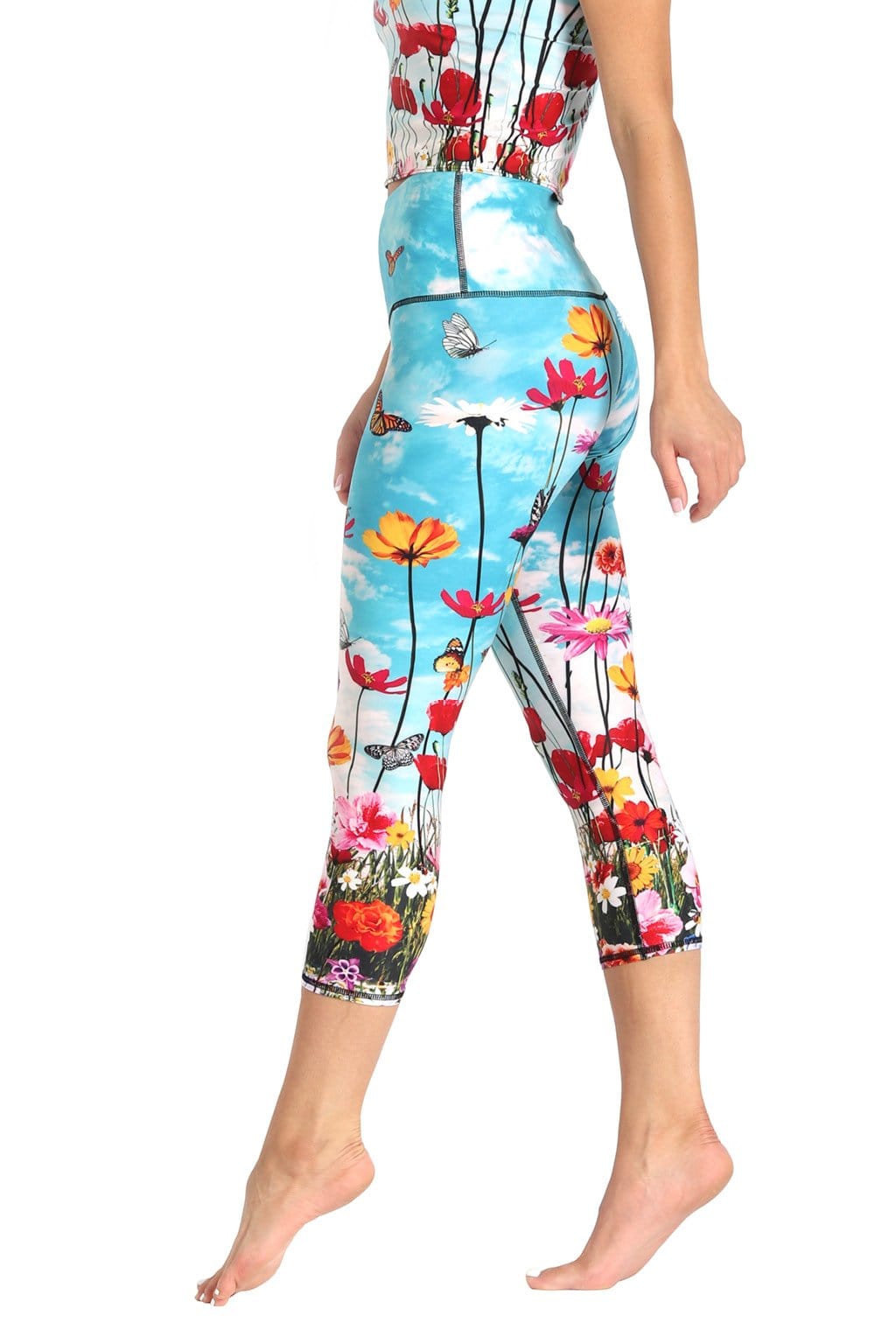 Flower Bomb Printed Yoga Crops - Free Spirited