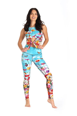 Flower Bomb Printed Yoga Leggings - Free Spirited