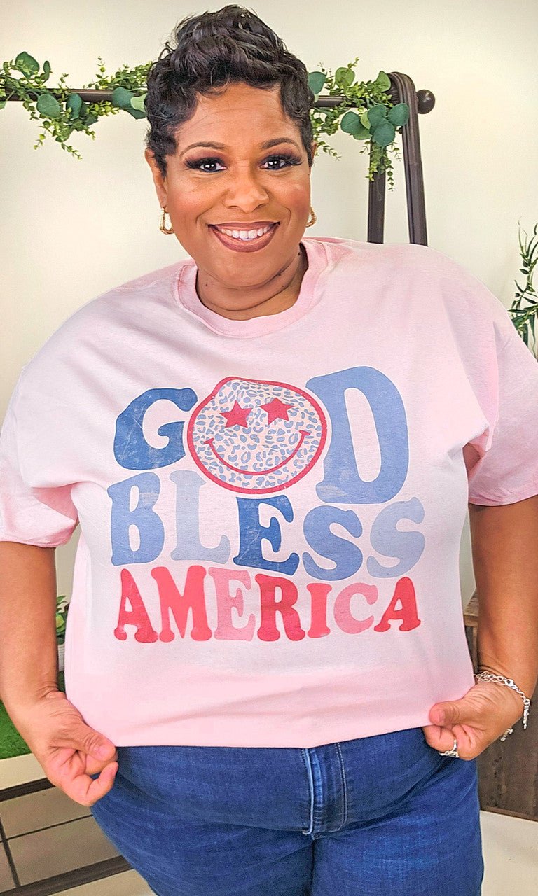 God Bless America Patriotic Graphic Shirt - Free Spirited