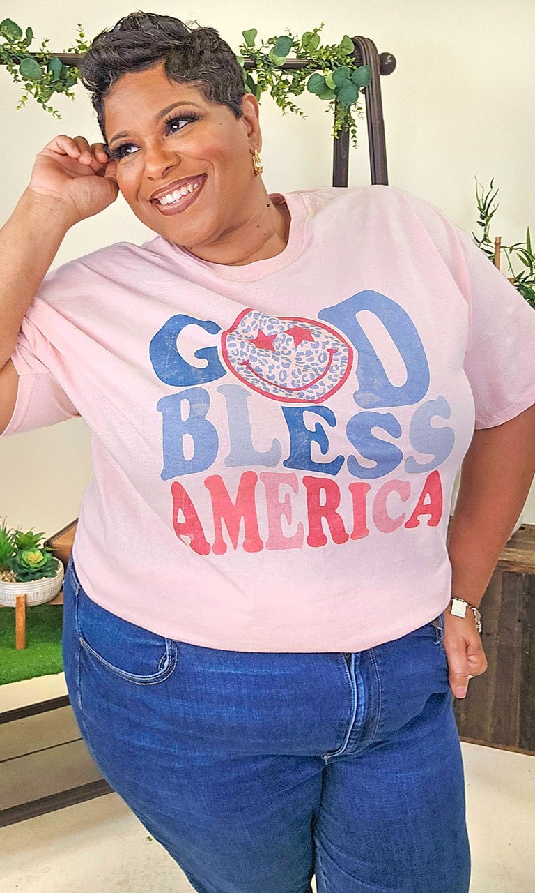 God Bless America Patriotic Graphic Shirt - Free Spirited