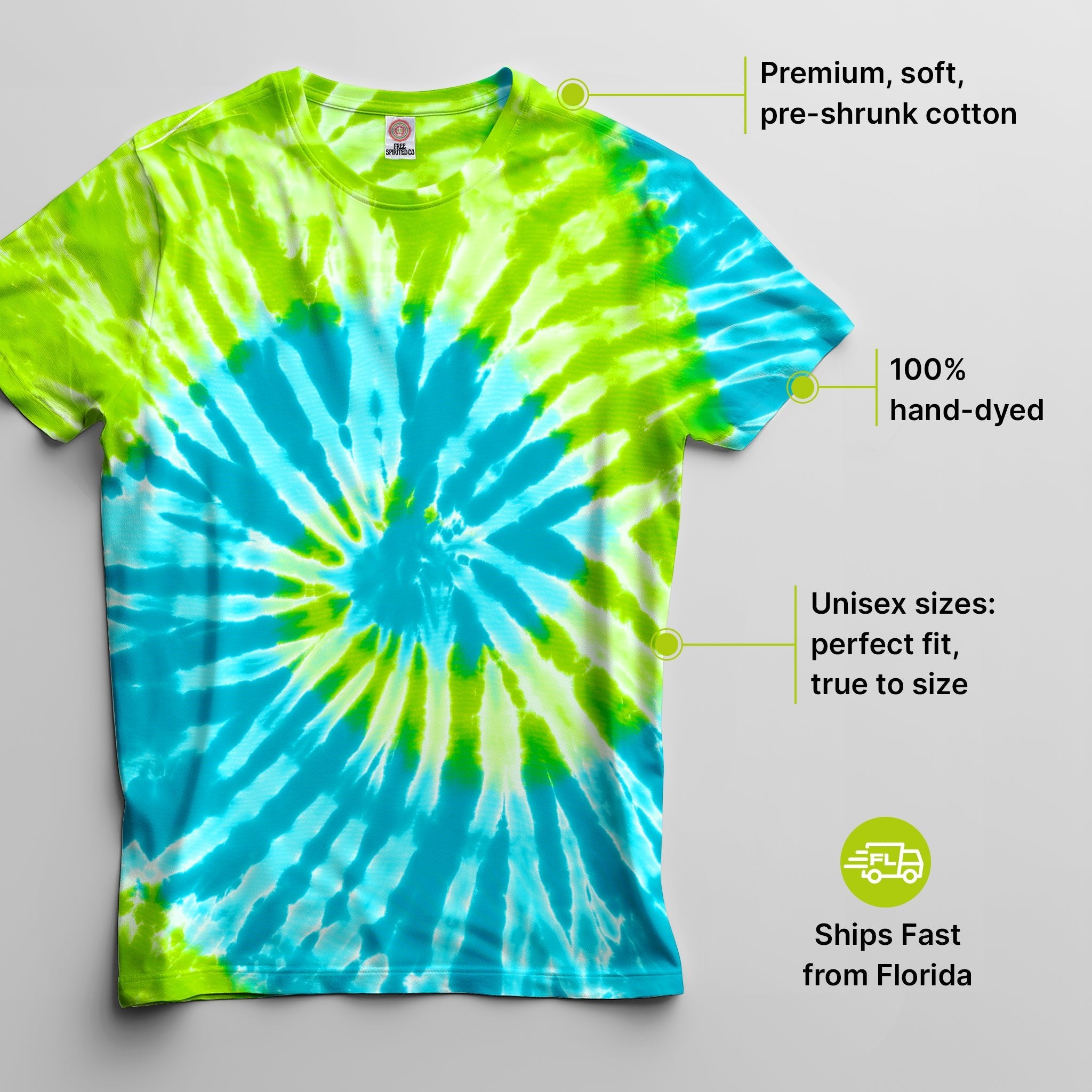 Green Spiral Premium Hand - Dyed Comfort Shirt - Free Spirited