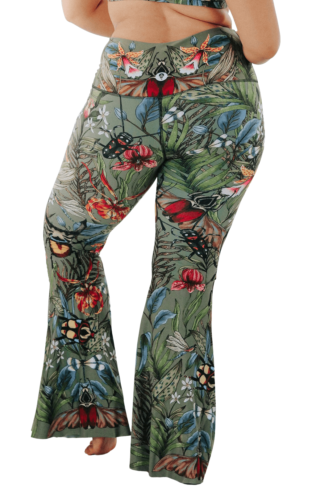 Green Thumb Printed Bell Bottoms - Free Spirited