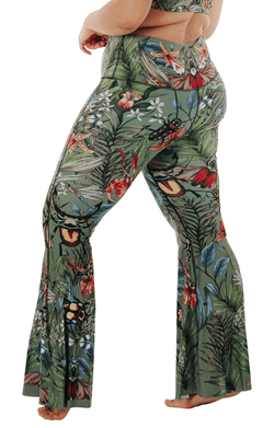 Green Thumb Printed Bell Bottoms - Free Spirited