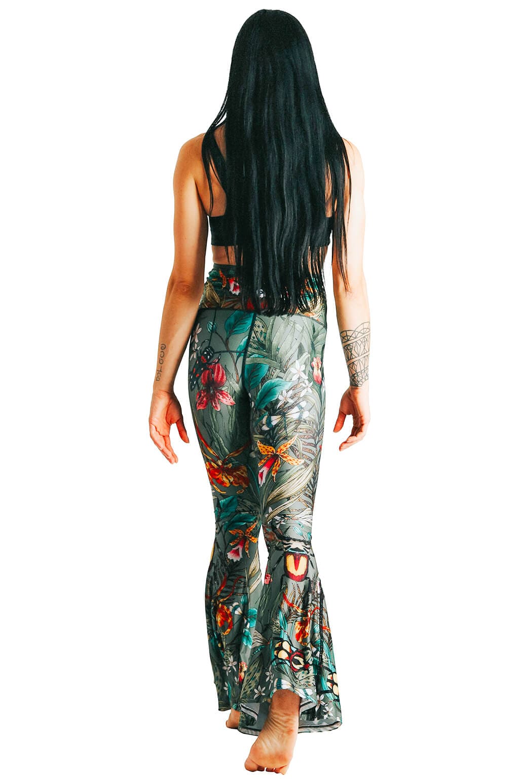 Green Thumb Printed Bell Bottoms - Free Spirited