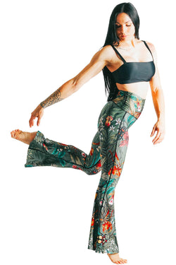 Green Thumb Printed Bell Bottoms - Free Spirited