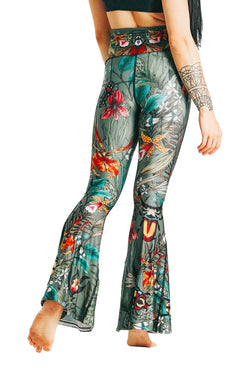 Green Thumb Printed Bell Bottoms - Free Spirited