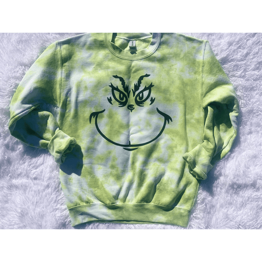 Grinch Green Tie - Dye Sweatshirt - Free Spirited