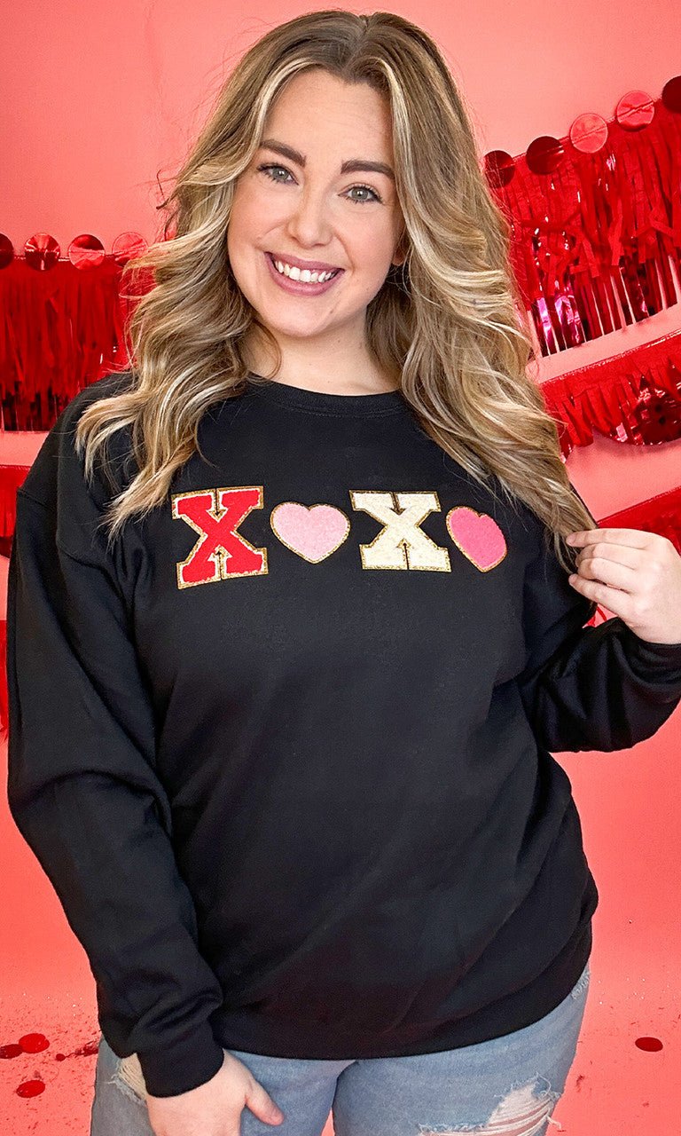 Ideal Chenille XOXO Heart Sweatshirt - Free Spirited