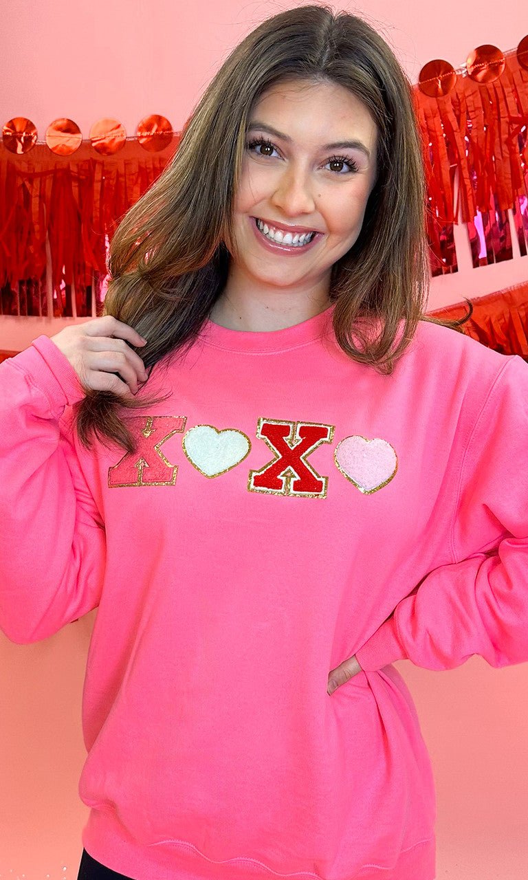 Ideal Chenille XOXO Heart Sweatshirt - Free Spirited