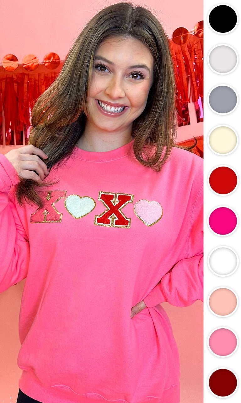 Ideal Chenille XOXO Heart Sweatshirt - Free Spirited